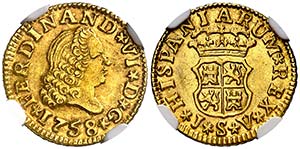 1758. Fernando VI. Sevilla. JV. 1/2 escudo. ... 