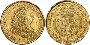 1751. Fernando VI. Lima. J. 8 escudos. (Cal. ... 