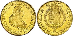 1757. Fernando VI. Lima. JM. 8 escudos. ... 