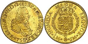 1758/7. Fernando VI. Lima. JM. 8 escudos. ... 