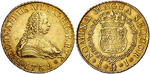 1759. Fernando VI. Santiago. J. 8 escudos. ... 