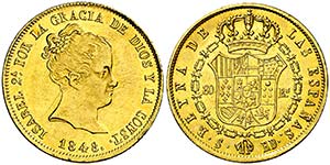 1848. Isabel II. Sevilla. RD. 80 reales. ... 
