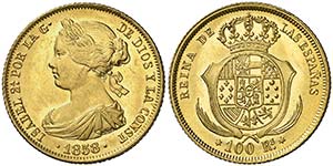 1858. Isabel II. Madrid. 100 reales. (Cal. ... 