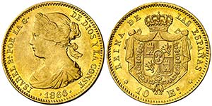 1866/5. Isabel II. Sevilla. 10 escudos. ... 