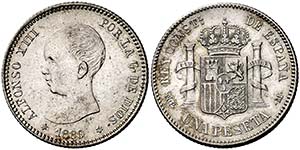 1889*1889. Alfonso XIII. MPM. 1 peseta. ... 