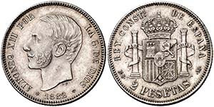 1882/1*1882. Alfonso XII. MSM. 2 pesetas. ... 