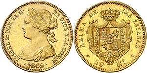 1868*1873. I República. 10 escudos. (Cal. ... 