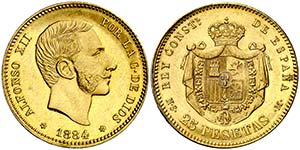 1884*1884. Alfonso XII. MSM. 25 pesetas. ... 