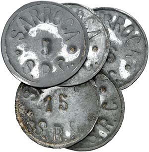 Sarroca. 5, 10, 15, 25 céntimos y 1 peseta. ... 