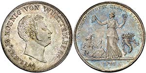 1833. Alemania. Württemberg. Guillermo. ... 
