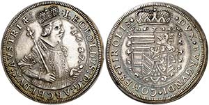 1627. Austria. Leopoldo. 1 taler. (Kr. ... 