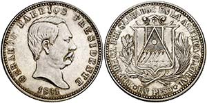 1861. El Salvador. 1 peso. (Kr. Pn3). 24,92 ... 