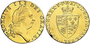 1788. Gran Bretaña. Jorge III. 1/2 guinea. ... 