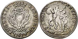 1747. Italia - Lucca. 1 escudo. (Kr. 53) ... 