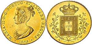 1835. Portugal. María II. 1 peça. (Fr. ... 