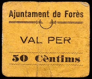 Forés. 50 céntimos. (T. 1217). Cartón. ... 