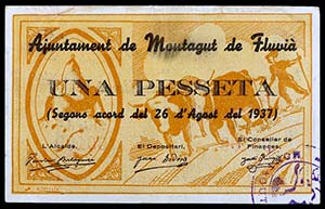 Montagut de Fluvià. 1 peseta. (T. 1759). ... 