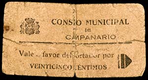 Campanario (Badajoz). 25 céntimos. (KG. ... 
