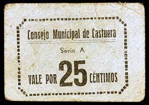 Castuera (Badajoz). 25, 50 céntimos y 1 ... 