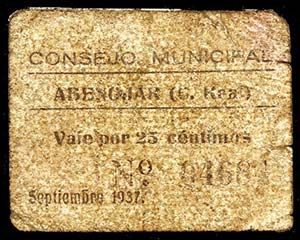 Abenojar (Ciudad Real). 25 y 50 céntimos. ... 