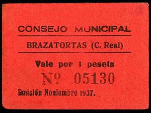 Brazatortas (Ciudad Real). 1 peseta. (KG. ... 