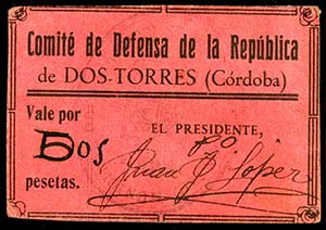 Dos Torres (Córdoba). 50 céntimos y 2 ... 