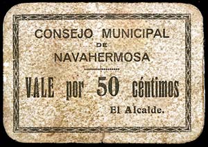 Navahermosa (Toledo). 50 céntimos. (KG. ... 