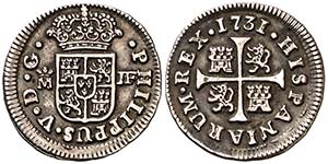 1731. Felipe V. Madrid. JF. 1/2 real. (Cal. ... 