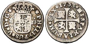 1733. Felipe V. Madrid. JF. 1/2 real. (Cal. ... 
