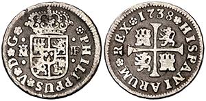 1738. Felipe V. Madrid. JF. 1/2 real. (Cal. ... 