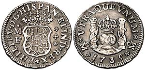 1735. Felipe V. M‚xico. MF. 1/2 real. ... 