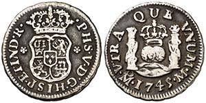 1745. Felipe V. M‚xico. M. 1/2 real. (Cal. ... 