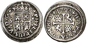 1725. Felipe V. Sevilla. J. 1/2 real. (Cal. ... 