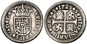 1729. Felipe V. Sevilla. 1/2 real. (Cal. ... 