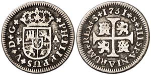 1731. Felipe V. Sevilla. PA. 1/2 real. (Cal. ... 