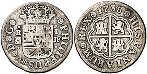 1738. Felipe V. Madrid. JF. 1 real. (Cal. ... 