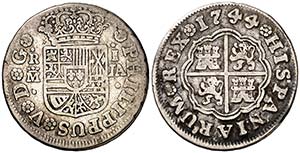 1744. Felipe V. Madrid. JA. 1 real. (Cal. ... 