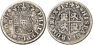 1744. Felipe V. Madrid. AJ. 1 real. (Cal. ... 