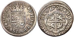 1725. Felipe V. Sevilla. J. 1 real. (Cal. ... 
