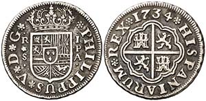 1734. Felipe V. Sevilla. PA. 1 real. (Cal. ... 