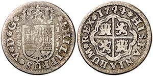 1744. Felipe V. Sevilla. PJ. 1 real. (Cal. ... 
