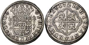 1721. Felipe V. Cuenca. JJ. 2 reales. (Cal. ... 