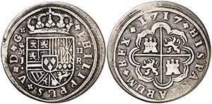 1717. Felipe V. Madrid. J. 2 reales. (Cal. ... 