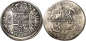 1724. Felipe V. Madrid. A. 2 reales. (Cal. ... 