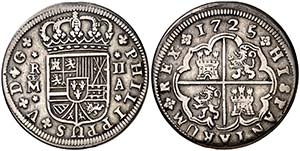 1725/4. Felipe V. Madrid. A. 2 reales. (Cal. ... 