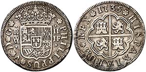 1735. Felipe V. Madrid. JF. 2 reales. (Cal. ... 