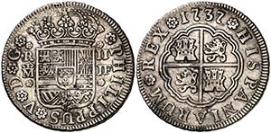 1737. Felipe V. Madrid. JF. 2 reales. (Cal. ... 
