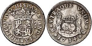1734/3. Felipe V. M‚xico. 2 reales. (Cal. ... 