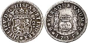 1735. Felipe V. M‚xico. MF. 2 reales. ... 