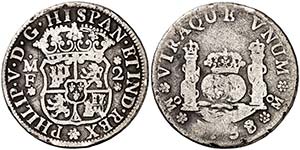 1738/7. Felipe V. M‚xico. MF. 2 reales. ... 